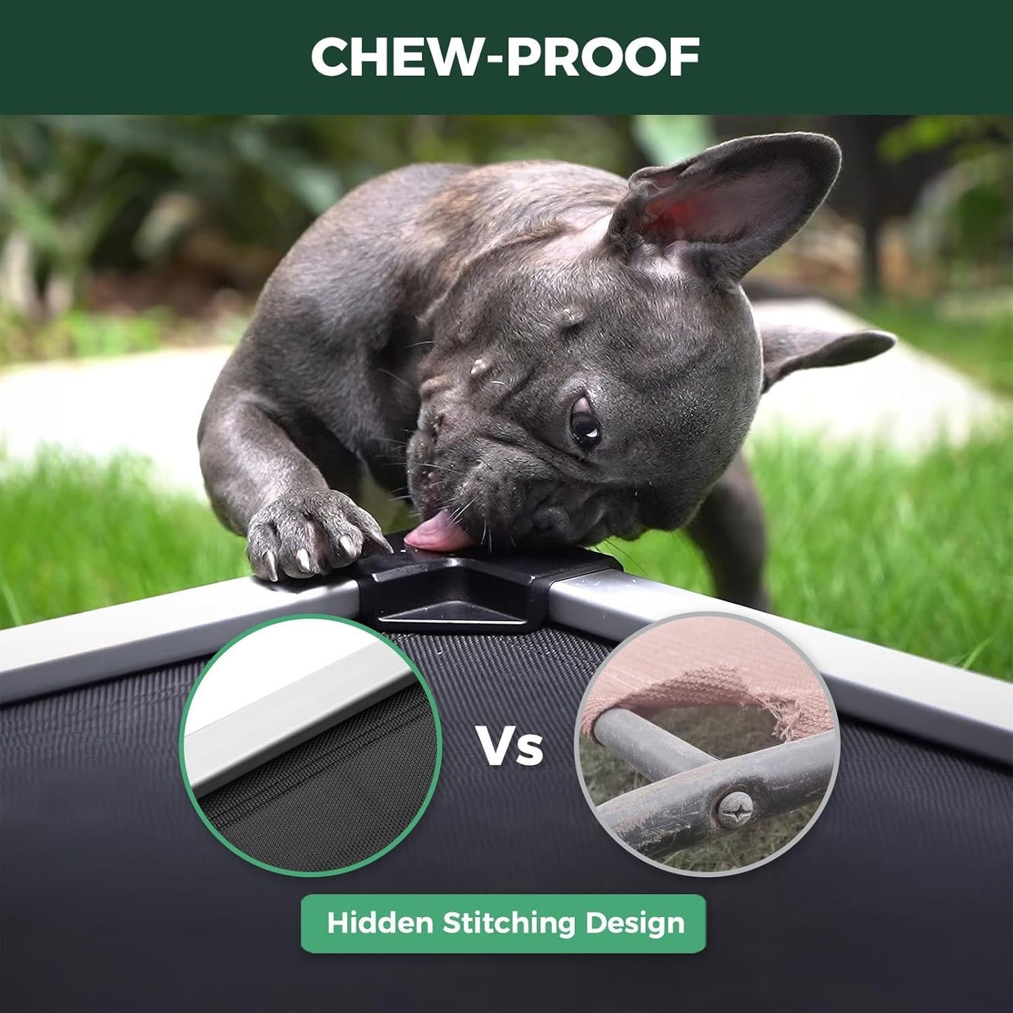 FXW TitanNest Chew-Proof Elevated Dog Bed, Raised Cot for Indoor/Outdoor/Camping Use, Durable & Waterproof Cooling Pet Bed for Toy Dogs, 23.0" L x 17.0" W x 4.5" H, Black