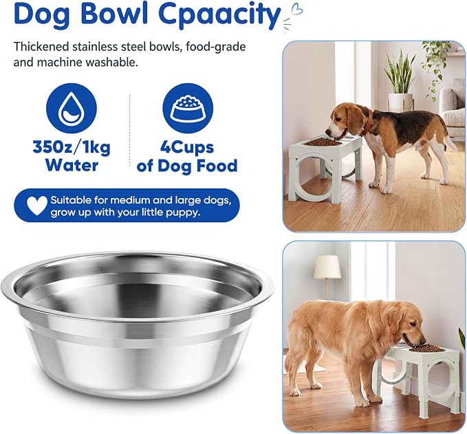 XIAZ Elevated Dog Bowls Large Breed Raised Dogs Bowl Stand Large/Medium Sized Dog Stainless Steel Food Water Bowl Stands 5 Heights Adjustable 9/11/12/14in Pet Feeder Dish Station