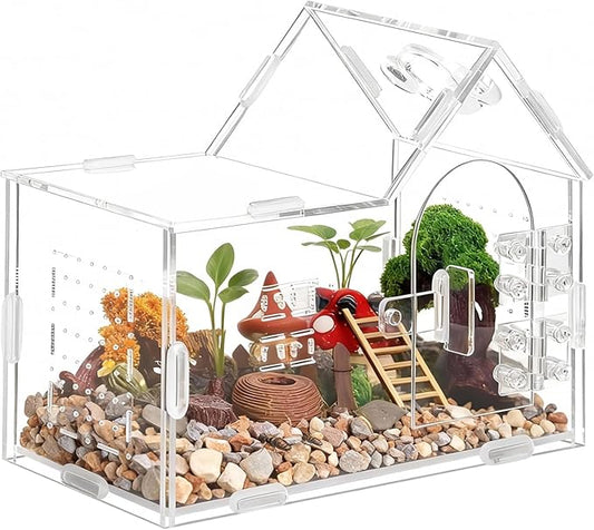 Jumping Spider Enclosure Small Acrylic Spider Cage Insect Terrarium Bug Enclosure Tarantula Enclosure Reptile Terrarium for Snail, Mantis, Lizard, and Small Reptiles - Big House Shape