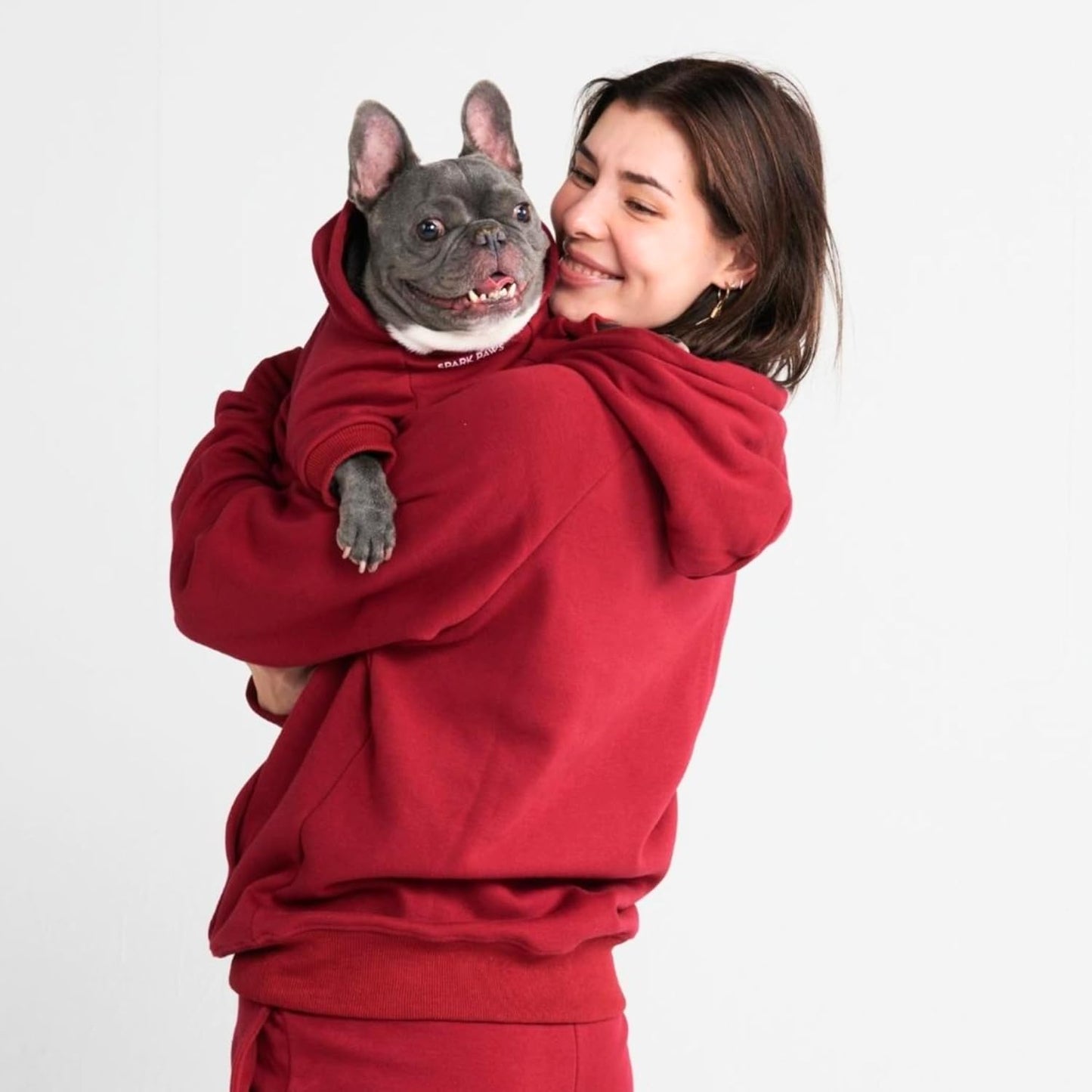 Spark Paws Dog Hoodie – Premium Dog Sweater for Small, Medium, and Large Dogs | Warm Outfits for French Bulldogs, Pitbull, Puppy, Winter Jacket Alternative - Burgundy - L