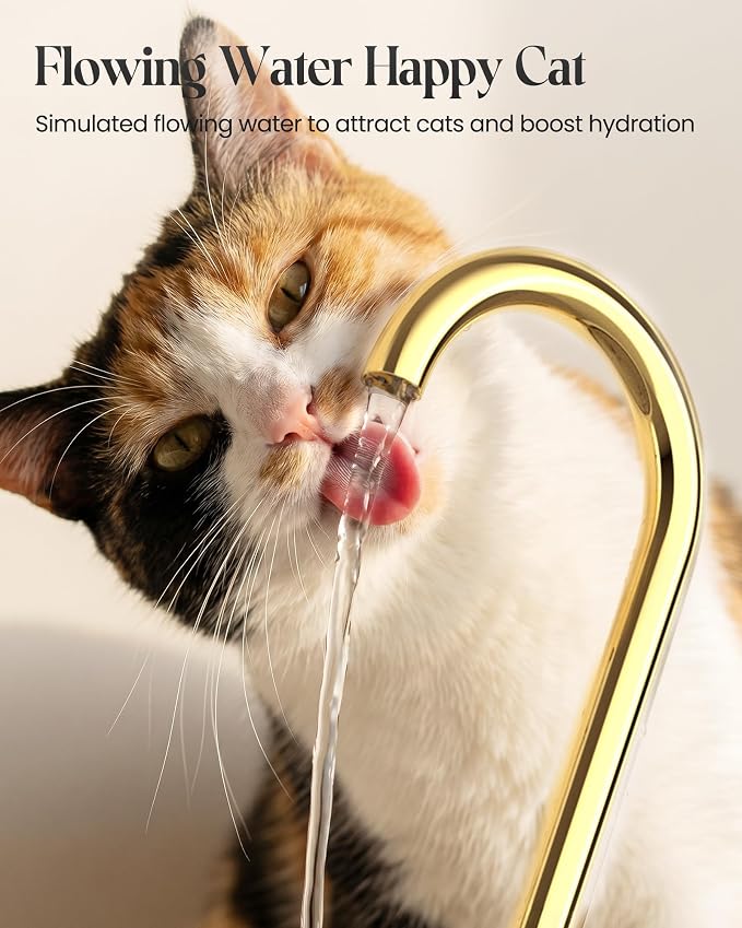 Tomxcute Ceramic Cat Water Fountain: 1.2L/40oz Compact BPA-Free All Ceramic Body-Pure Copper Water Spout for Cats Puppies-Small Pets Ultra-Quiet Pump 2 Filters