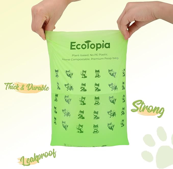 Tear-Free Biodegradable Dog Poop Bags, 240 Compostable Pet Waste Bags Rolls, Plant-Based & Plastic-Free, Extra Thick Leakproof, Unscented, ASTM D6400 & EN 13432 Compliant,Light Green