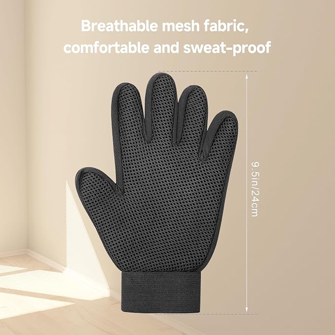 NVNAN Pet Hair Removal Glove for Dogs & Cats, 2-Pack 2-in-1 Deshedding Brush & Massage Mitt - Grooming Gloves for Shedding Control, Bathing and Washing, Safe for Short/Long Hair Pets (Gray))