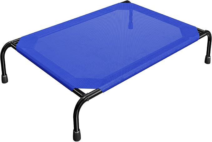 Simple Trending Outdoor Elevated Dog Bed, Cooling Raised Dog Cots, Blue | Pet Bed for Large Dogs, Waterproof Cover, Breathable Mesh, Non-Slip Feet, Suitable for Indoor or Outdoor Use, 47.75" x 30.5"