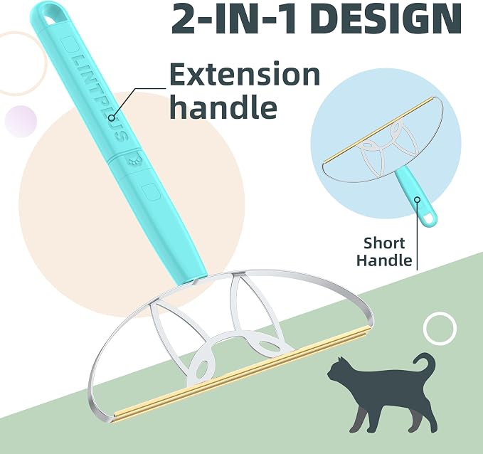 Flex MAX & Pro Pet Hair Remover Kit By LINTPLUS - Dog & Cat Hair Removal Tool for Furniture, Carpets, Rugs & Couches - Easy to Use, Reusable Carpet Scraper for Pet Hair