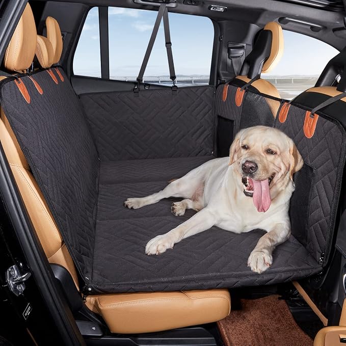 YJGF Hard Bottom Dog Car Seat Cover for Back Seat,Seat Extender for Dogs | Strong Support,More Rest Space,Waterproof, Scratch Resistant,Car Seat Protector,Dog Hammock for Car/SUV/Small Truck