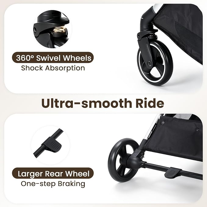 T3 Pro Small Dog Stroller (Beige) | Detachable Carrier, Aluminum Alloy Frame, Easy Assembly, Easy to Store, Larger Rear Wheel, Large Storage Basket