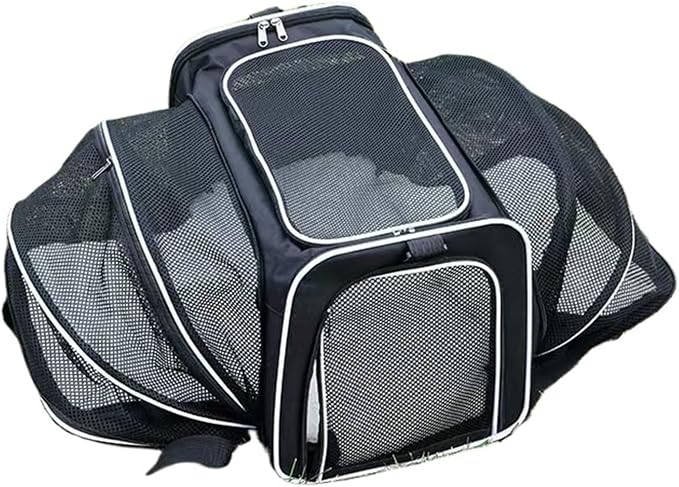 Airline-Approved Expandable Pet Carrier for Small Dogs & Cats, Soft-Sided Collapsible Travel Bag with 4-Way Access(White,Small)
