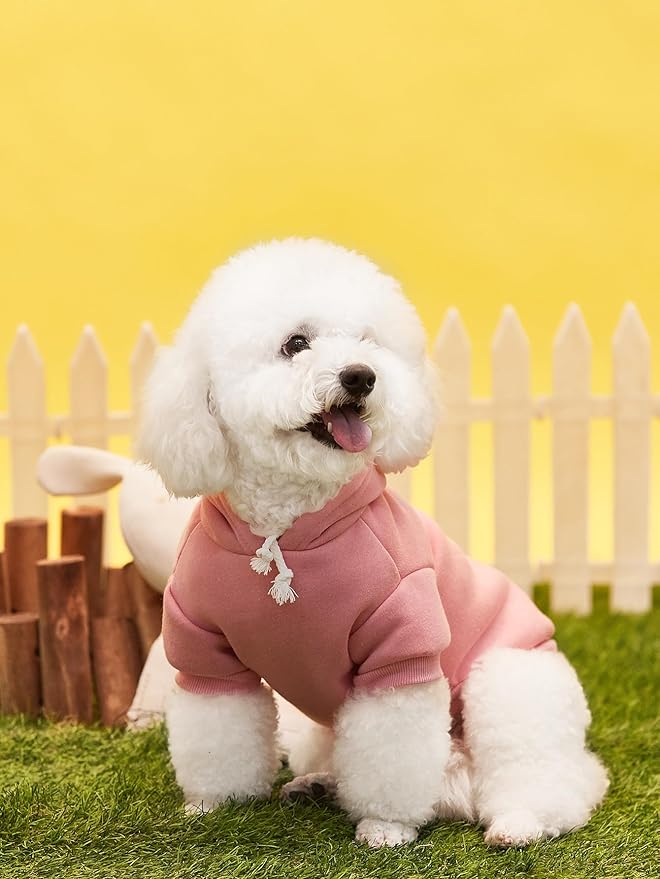QWINEE Basic Dog Hoodie Sweatshirt Puppy Sweater Warm Cat Costumes Pet Clothes for Chihuahua Puppy Kitten Small Medium Dogs Black and Pink Large