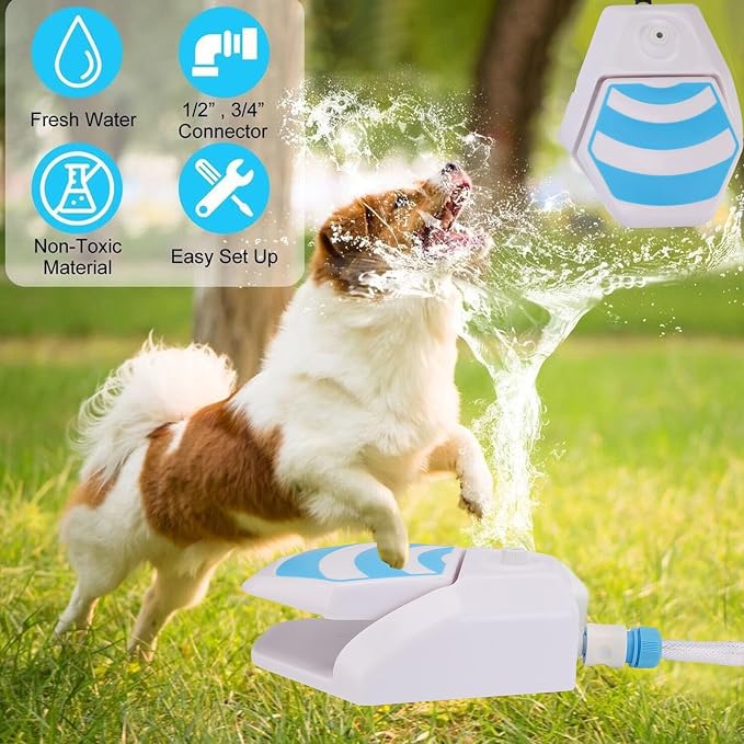 Naroote Dog Step On Water Fountain Large Capacity Sprinkler Dog Foot Activated Drinking Waterer for Outdoor Activities
