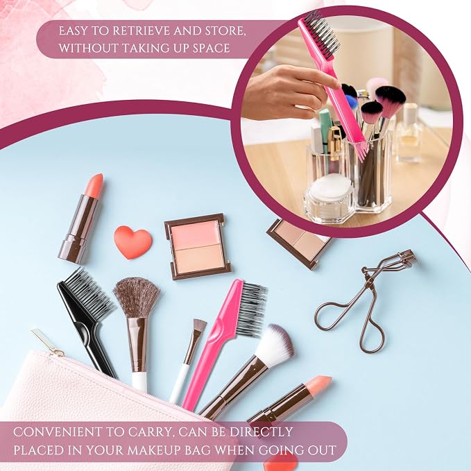 Yaomiao 2 Pcs Hair Brush Cleaner Tool 2-in-1, Black and Pink Hairbrush Cleaner for Removing Hair Dust, Mini Comb for Removing Dirt, Home Salon Use