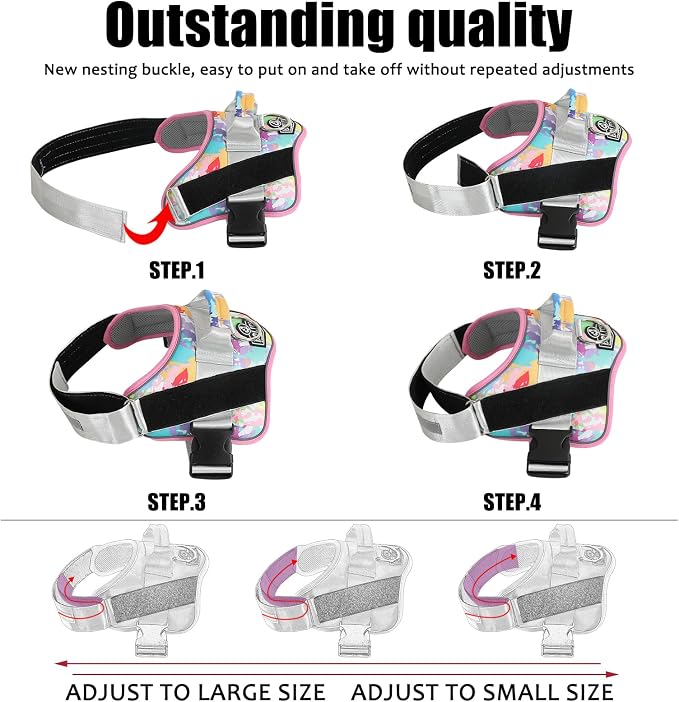 Dog Harness, No-Pull Reflective Dog Vest, Breathable Adjustable Pet Harness with Handle for Outdoor Walking - No More Pulling, Tugging or Choking (X-Large (Pack of 1), OilPainting)