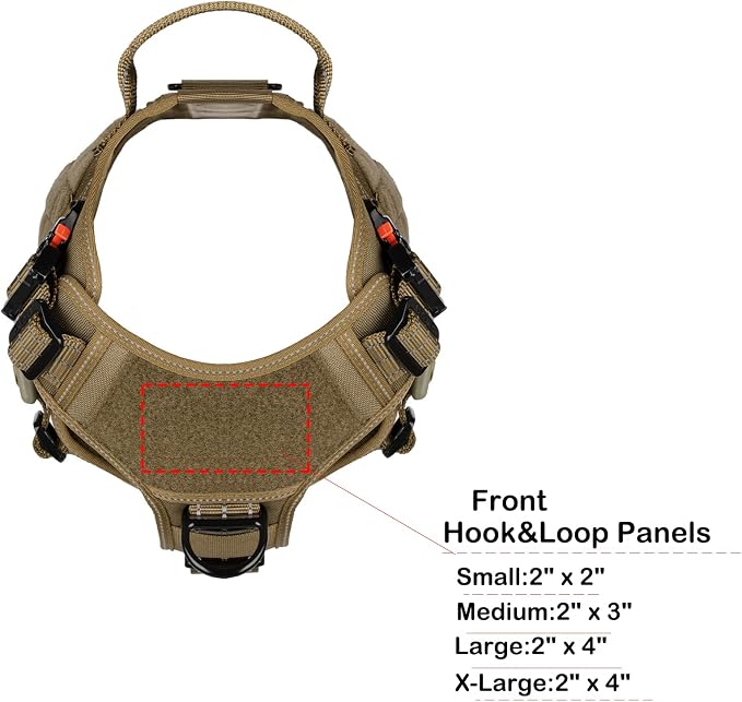 ICEFANG Tactical Dog Harness for Medium Dogs,Reflective No Pull Dog Vest | with Control Handle,Adjustable,Front Hook,2 Leash Clips,Soft Padded,MOLLE Panel,Brown,Medium