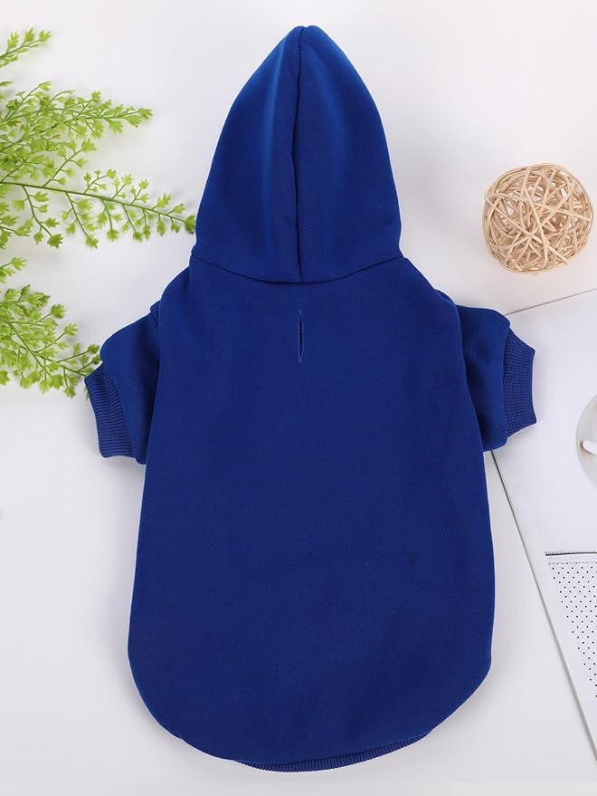QWINEE Basic Dog Hoodie Sweatshirt Puppy Sweater Warm Cat Costumes Pet Clothes for Chihuahua Puppy Kitten Small Medium Dogs Royal Blue Small