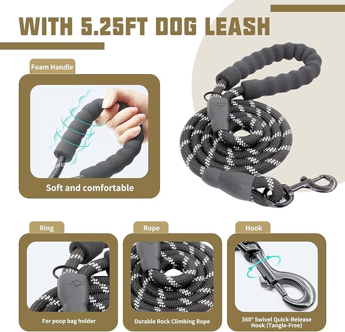 AUROTH Dog Harness and Leash Set for Medium Sized Dog, No Pull Dog Vest | with 5.25FT Dog Leash, Breathable Soft Padded, No choke, Reflective Tactical, Easy to Put on & Take Off - Desert Camo Medium