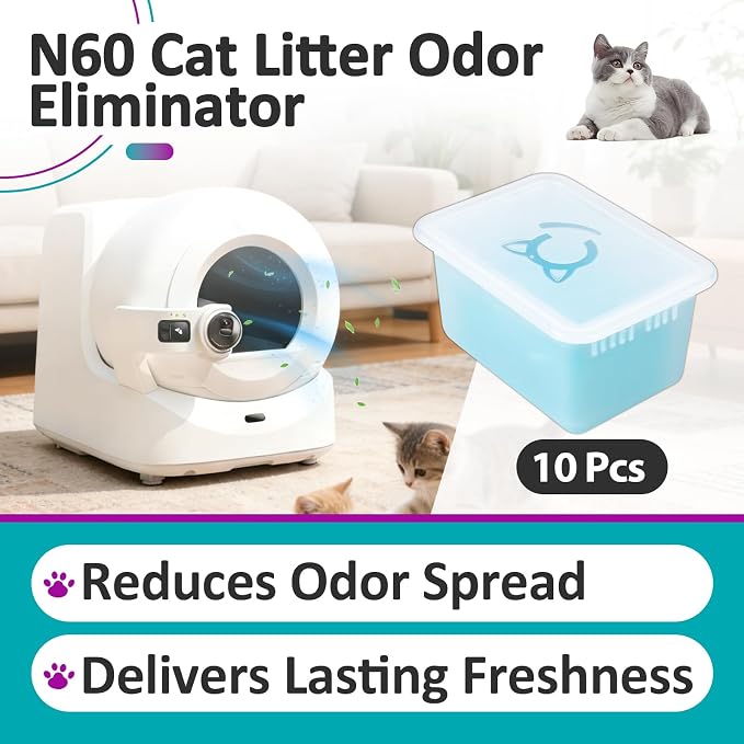 10 Pcs N60 Odor Eliminator Compatible with Petkit Ultra Max Pro Crystal Duo | Litter Box Deodorizer, Pet Odor Control, Long-Lasting