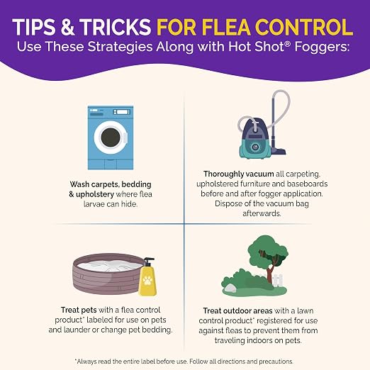 Hot Shot Bedbug and Flea Fogger 4 Count-2 Ounce Cans, with Nylar, Inhibits Flea Reinfestation