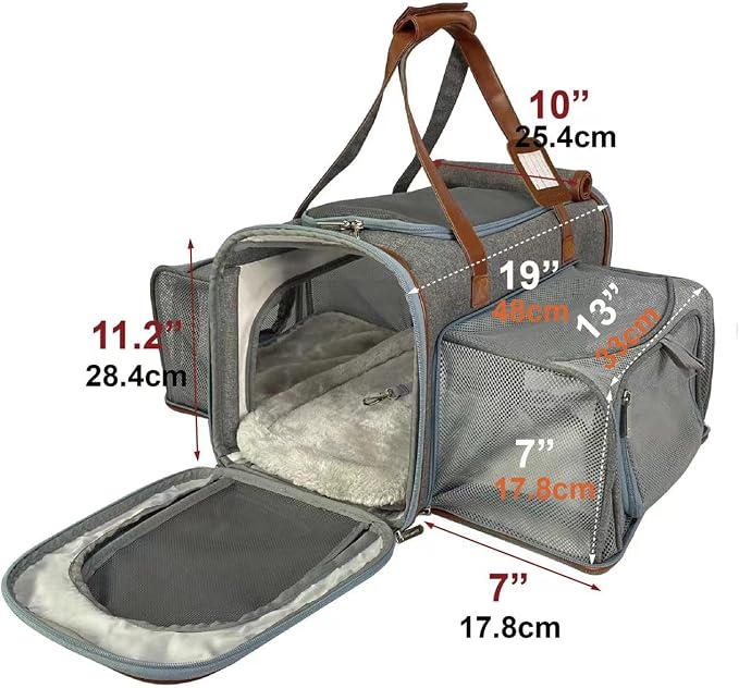 Mr. Peanut's Big Apple XL Double Expandable Pet Carrier (Platinum Gray)