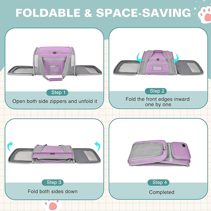 Soft Cat Carrier for Pets Up to 20 Lbs, Collapsible Cat Carrier Bag with Privacy Curtains, Airline Approved Small Pet Carrier for Small Medium Cats Dogs Puppy, Washable Soft Pet Travel Bag Dog Carrier