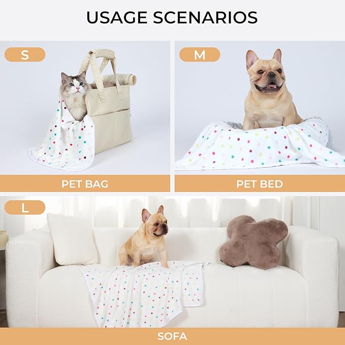 Luciphia 1 Pack 3 Blankets Super Soft Cute Dot Pattern Pet Blanket Flannel Throw for Dog Puppy Cat Large(41x31), Brown