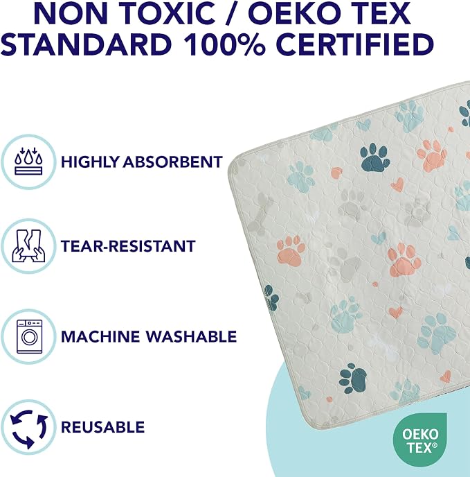 PUPIBOO Washable Pee Pads for Dogs and Cats - Super Absorbent Reusable Puppy Training Pads - 100% Waterproof, Leak-Proof & Non-Slip Whelping Pads for Pet Housebreaking