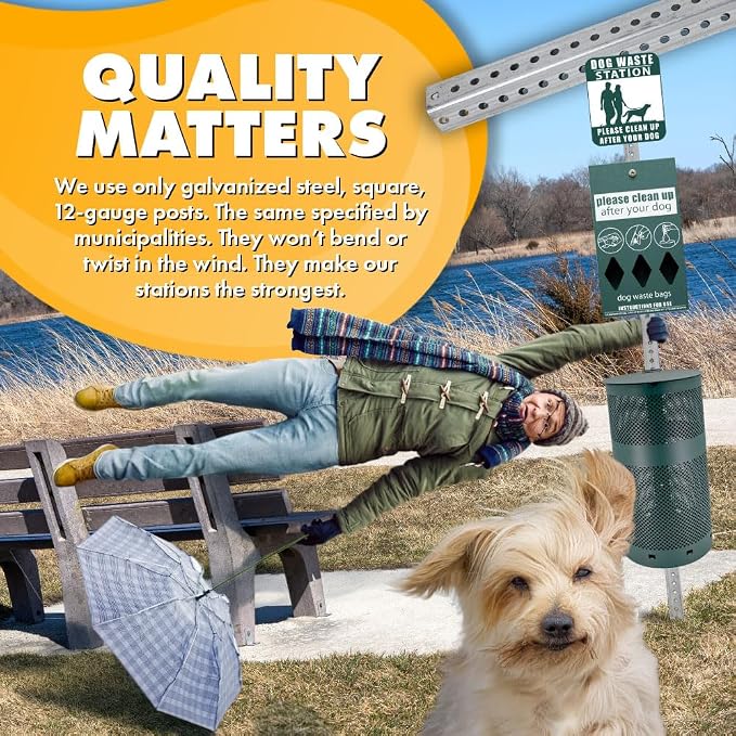 Dispense-Art Collection Pop Art Mini Pinscher - Custom UV Printed Design on Rust-Proof Aluminum Dog Waste Station with 10-Gallon Lidded Can, 400 Dog Waste Bags & 25 Can Liners