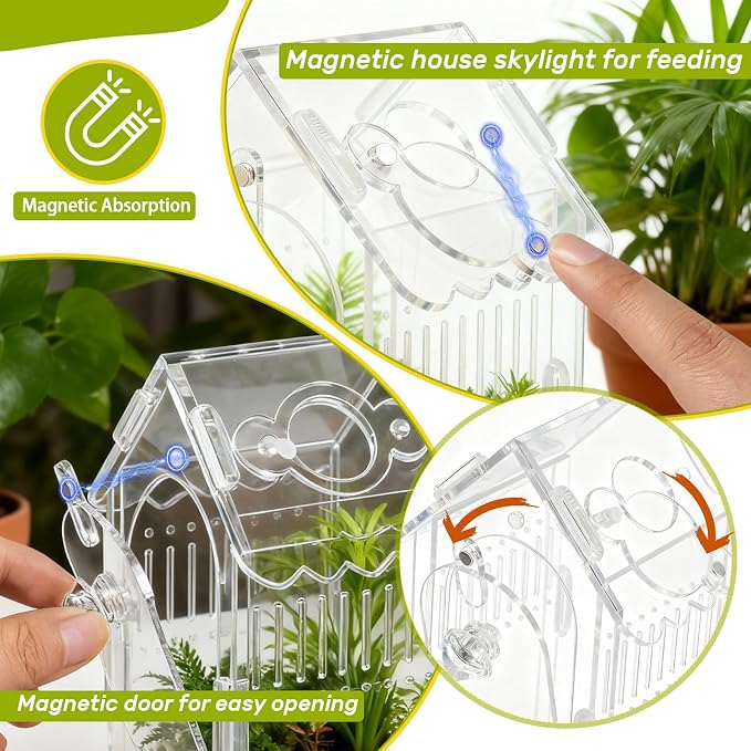 Jumping Spider Enclosure Acrylic Spider Cage Insect Terrarium Bug Enclosure Tarantula Enclosure Reptile Terrarium for Snail, Mantis, Lizard, and Small Reptiles - Small House Shape