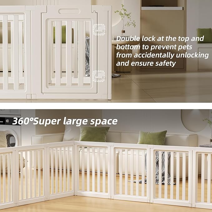LoveTail Clear Dog Play Pen,Pet Playpen with Door,Easy to Clean and Install Puppy pens for Both Indoor and Outdoor use (White, 23.6" Height, 12)