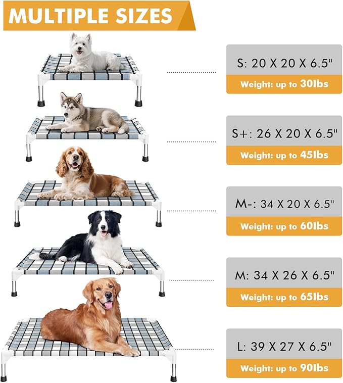 Caghash Elevated Outdoor Raised Dog Bed, Lifted Dog Cot for Medium Pet | Breathable Fabric Dog bed for Indoor & Outdoor, Stainless Steel, Anti-Slip Pet Bed