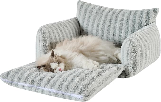 Hollypet Cat Bed Small Dog Orthopedic Couch Beds for Pets up to 20 lbs | Fluffy Multifunctional Double-Layer Warming Kitten Pet Couch Orthopedic Beds with Machine Washable Cover and Non-Slip Bottom