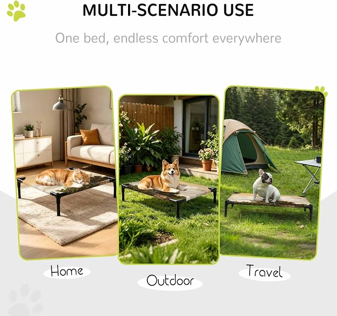 Outdoor Elevated Dog Bed for Small Dogs, Windmill Breathable Cooling Raised Dog Cot for Indoor/Outdoor, Sunset Horizon Farmhouse Trees Waterproof Elevated Pet Beds, S 20 x 20 in