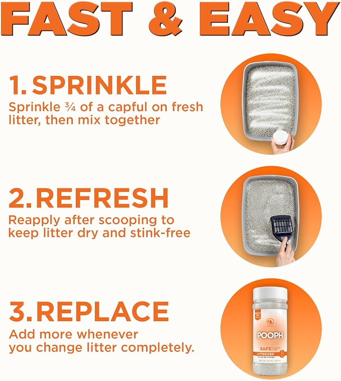 Pooph Litterizer – 16oz Bottle – Absorbs 46x Weight In Wetness & Odor – Keeps Litter Dry, Reduces Mess, Reduce Litter Costs And Get A Stink-Free Litter Box – Without Fragrances Or Harsh Chemicals