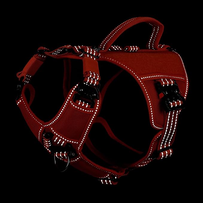 ICEFANG Quick-Moving Tactical Dog Harness for Small Dogs,No Pull Dog Vest | Control Handle,Reflective,Full Metal Buckles,Adjustable,Hook-and-Loop Panel,Soft Padded,Orange,Small