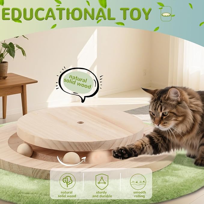 45'' Extra Tall Cat Scratching Post for Large,3.5Inch Natural Sisal Scratcher Tree with Solid Wood Base,Stable Scratch Tower with Interactive Toy,Self Groomer,Climbing Pole for Full Body Stretching
