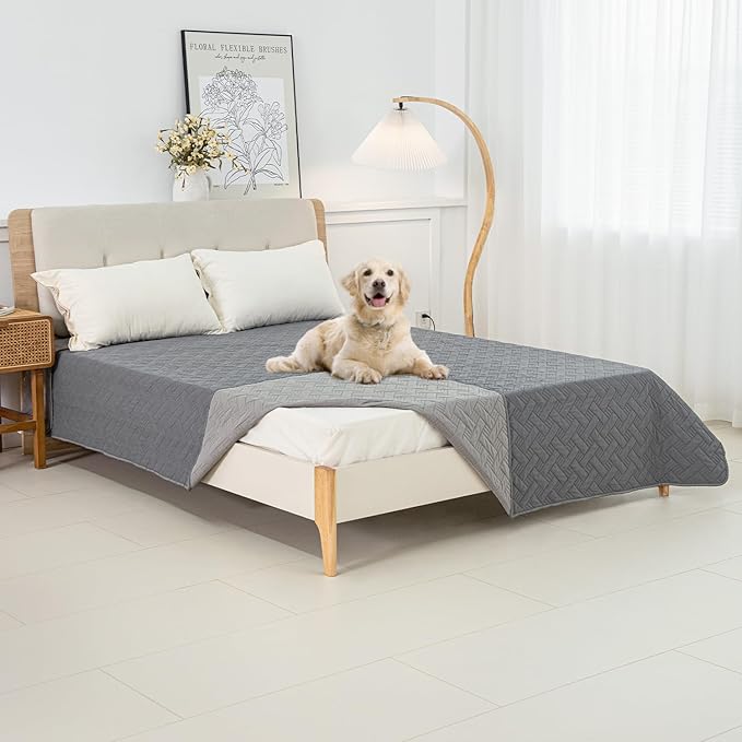 BOCTOPUG Dog Bed Cover for Pets Blankets Rug Pads for Couch Protection Waterproof Bed Covers Dog Blanket Furniture Protector Reusable Changing Pad (Dark Grey+Light Grey, 68"x82")