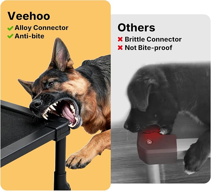 Veehoo Chew Proof Dog Bed, Orthopedic Elevated Dog Bed with Padded Cover | Washable Indestructible Raised Dog Cot for Indoor & Outdoor, Large Dog Bed with Non-Slip Feet, 49" x 32", Dark Grey