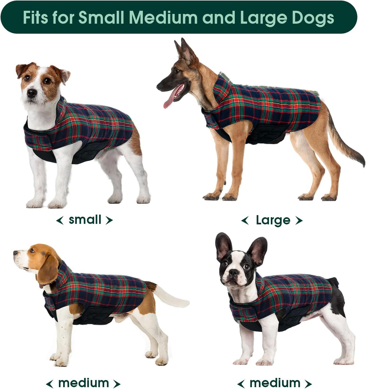 Kuoser Warm Dog Coat, Waterproof Dog Jacket for Extra Large Dogs, Adjustable Durable XXL Doggie Winter Coat Reversible Puppy Cold Weather Apparel from Small to Large Breed, RoyalBlue XXL