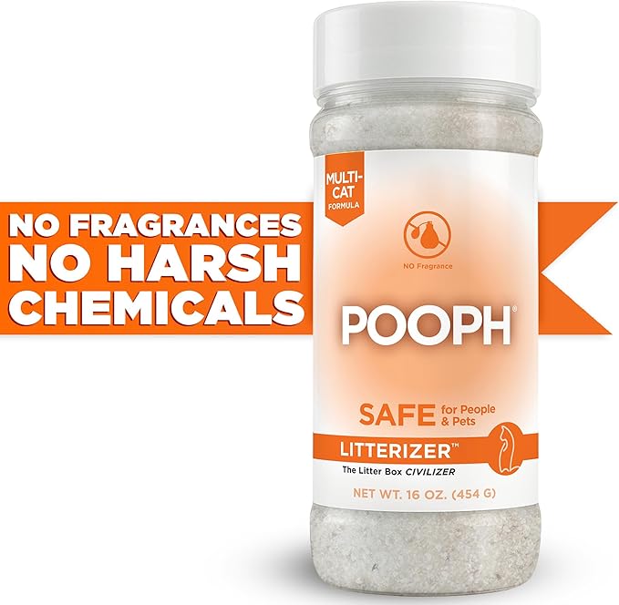 Pooph Litterizer – 16oz Bottle – Absorbs 46x Weight In Wetness & Odor – Keeps Litter Dry, Reduces Mess, Reduce Litter Costs And Get A Stink-Free Litter Box – Without Fragrances Or Harsh Chemicals