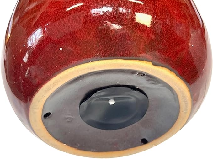 BYER OF MAINE Alcyon Egg/Bottle Bird Home, Porcelain, Glaze Finish, Oxide Red, 7”x7”x9”