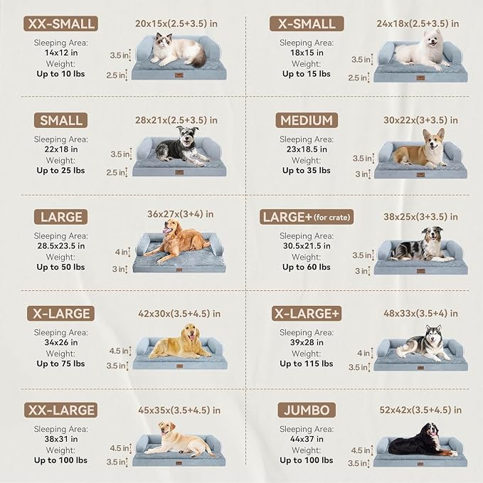 Orthopedic Waterproof Dog Bed with Bolster for Extra Large Size Dogs | Pillow Support for Neck Relief, Egg Crate Foam, Waterproof Liner, Anti-Slip Bottom, Removable Bolster Cover, 48 x 33 Inch