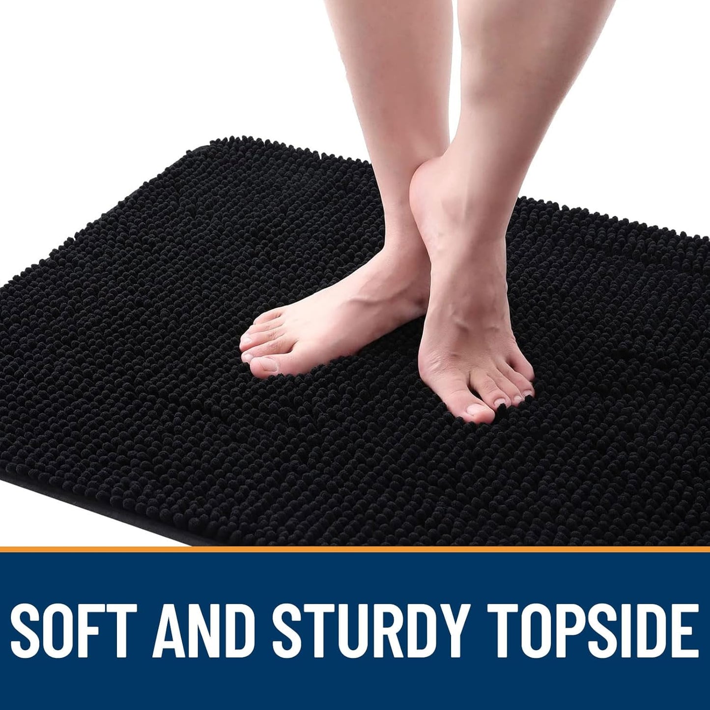 OLANLY Dog Door Mat for Muddy Paws 70x35, Absorbs Moisture and Dirt, Absorbent Non-Slip Washable Doormat, Quick Dry Chenille Mud Mat for Dogs, Entry Indoor Entryway Carpet for Inside Floor, Black