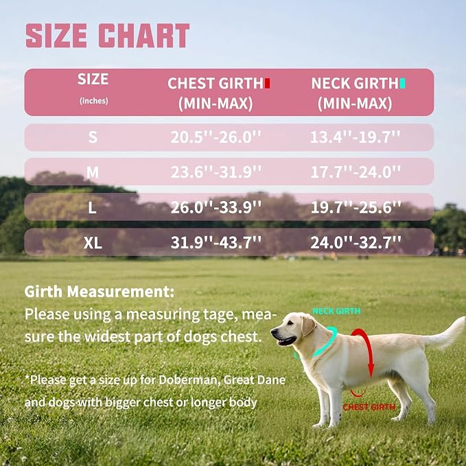 AUROTH Dog Harness and Leash Set for Medium Sized Dog, No Pull Dog Vest | with 5.25FT Dog Leash, Breathable Soft Padded, No choke, Reflective Tactical, Easy to Put on & Take Off - Pink Medium