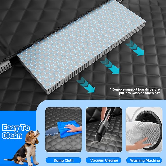 Dog Car Seat Cover for Back Seat,Hard Bottom Dog Seat Cover for Truck | Black,For Full-Size Trucks,Waterproof,Anti-Scratching,Safety Non-Slip,600D Oxford,Mesh Window,Storage Pocket