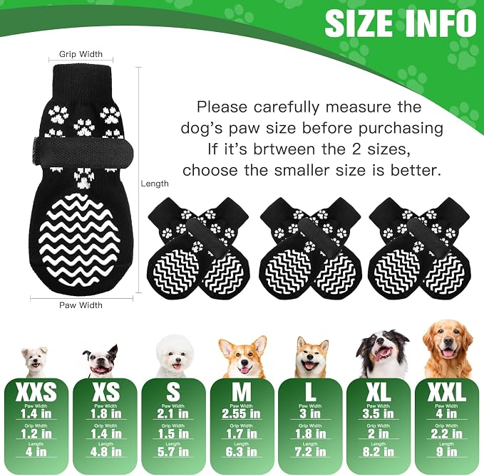 EXPAWLORER 6Pcs Anti Slip Dog Socks to Prevent Licking Paws, Dog Shoes for Winter, Double Sides Dog Boots & Paw Protectors Booties for Hardwood Floors with Grippers Small Medium Large Senior Dog, XL