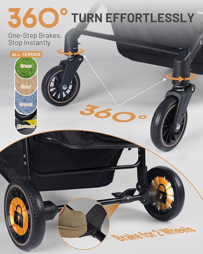 Dog Stroller for Large & Medium Dogs (Up to 66lbs), Pet Stroller for 2 Small Dogs with Adjustable Handle & Canopy, Sun Shades, Storage Organizer, Foldable & Ventilated,Black
