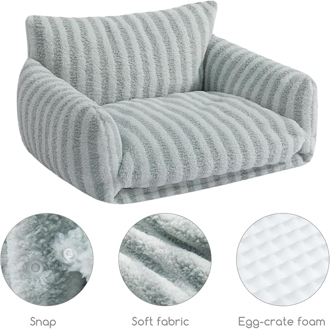 Hollypet Cat Bed Small Dog Orthopedic Couch Beds for Pets up to 20 lbs | Fluffy Multifunctional Double-Layer Warming Kitten Pet Couch Orthopedic Beds with Machine Washable Cover and Non-Slip Bottom