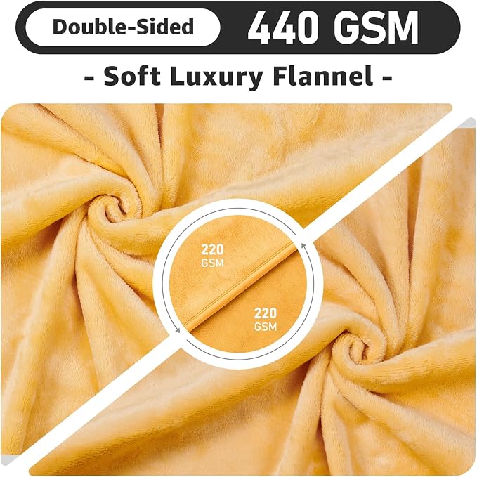 LOOBANI Waterproof Pet Blanket for Couch, Throw Size 50"x60", Yellow | Double-Side Flannel Reversible, Liquid Pee Proof Stain-Proof for Furniture Protection, Ideal for Medium Large Dogs Bed Crate