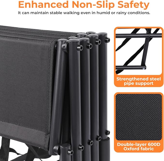 Dog Stairs for Large Dogs,4-Step Foldable Dog Ramp for Car with Non-Slip Surface & Oxford Fabric,Portable & Lightweight Pet Stairs for SUV,Truck,Bed & Couch,Supports up to 132 lbs (Black)