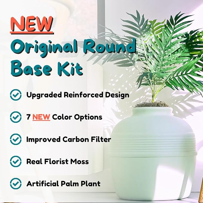 Good Pet Stuff Original Hidden Litter Box Planter, Decorative Cat Litter Enclosure with Carbon Filter, Artificial Palm Plant, Upgraded Design, Easy to Clean, Base Kit, Seagrass Green
