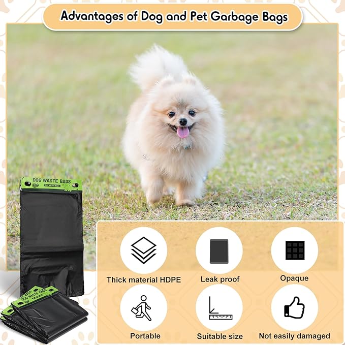 Ireer 1000 Pcs Header Bag Bulk Dog Pet Waste Bags Bulk Poop LeakProof Easy Single Pull Bags for Poop Dog Station Fit Hang Hole Dispenser Pet Waste Bag for Home Outdoor